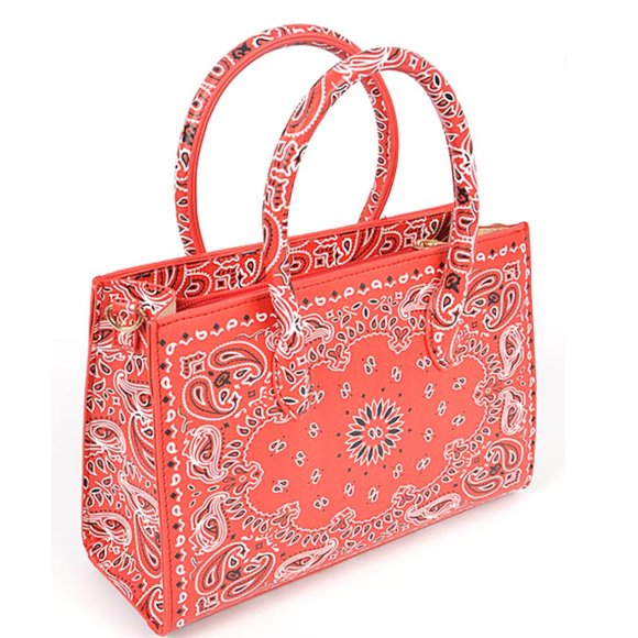 BNWT Paisley Bandana Printed Convertible Top Handle Tote Bag Top Handle Purse - Picture 4 of 6